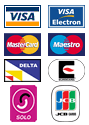 Visa, MasterCard, Delta, Visa Electron, Maestro, Eurocard, JCB